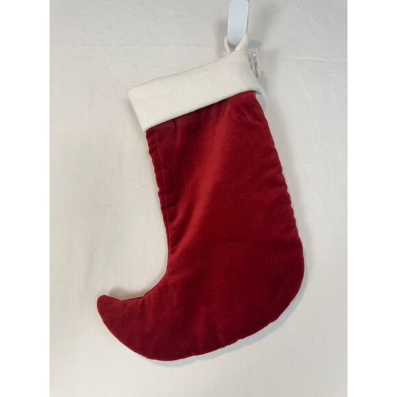 Pottery Barn Classic Velvet Christmas Elf Stocking "Mimi" Red Ivory Small - Picture 2 of 4